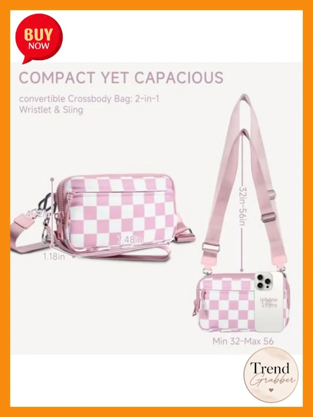 Nylon Wristlet Wallet with RFID Blocking & Crossbody Strap